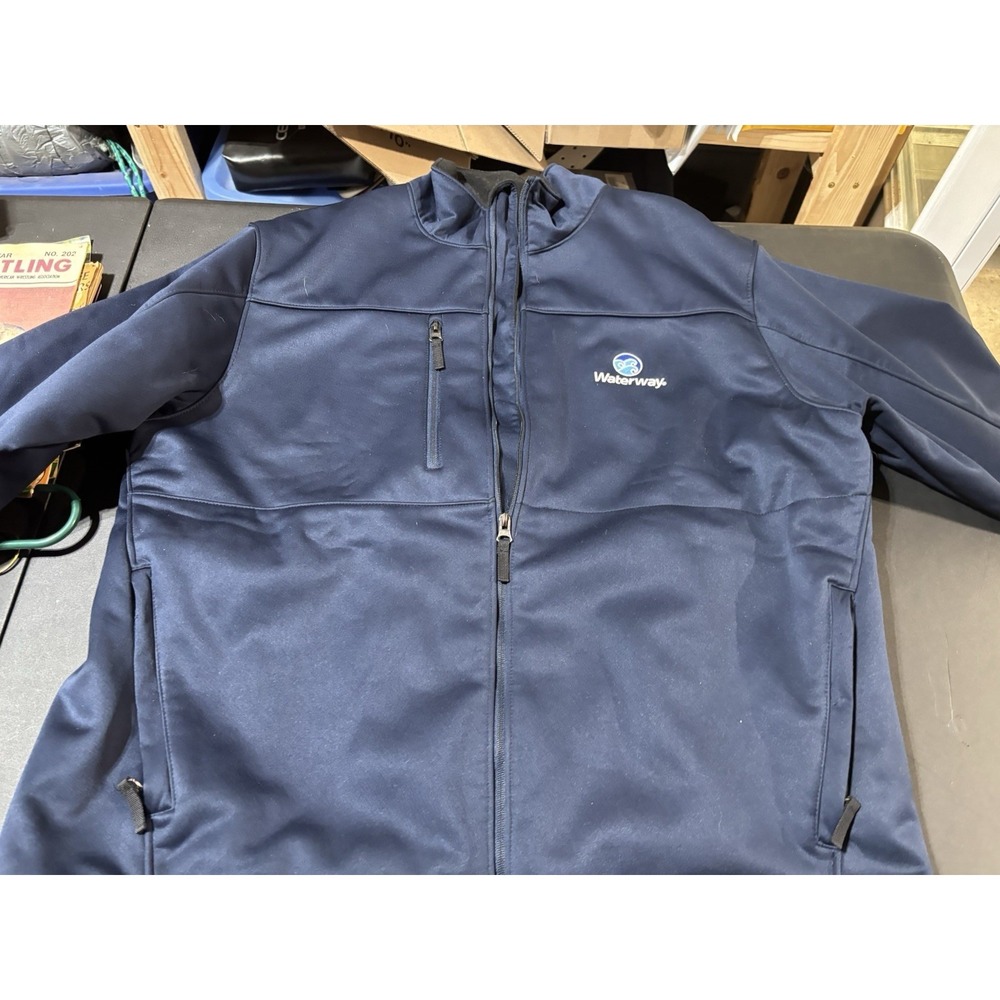 Antigua Mens Waterway Work Jacket Size XL Blue Water Resistant Light‎ Weight